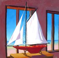 Harold Kraus Oil on Canvas Painting "Full Sail" 202//198